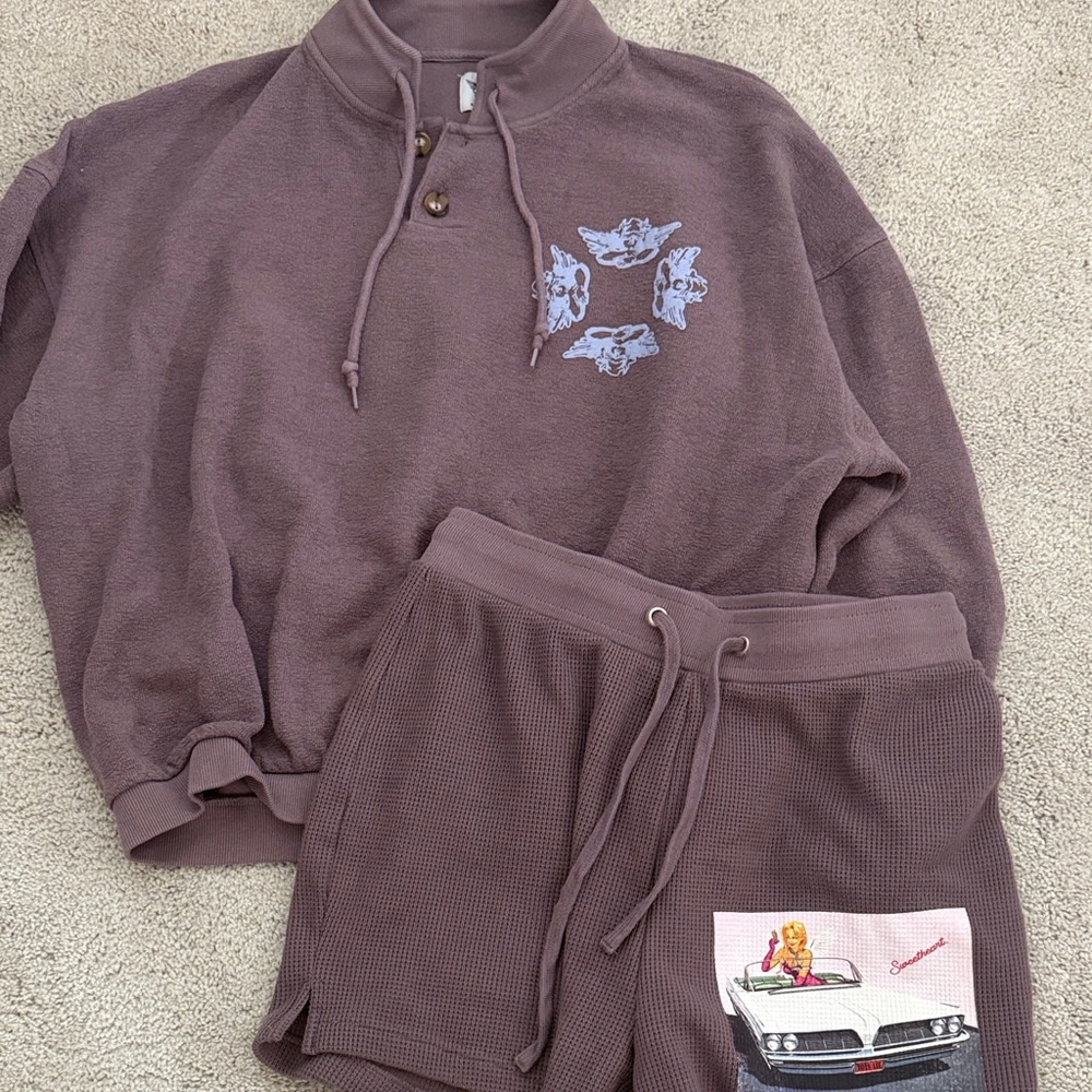 Boys Lie Purple Sweatshirt and Shorts Set